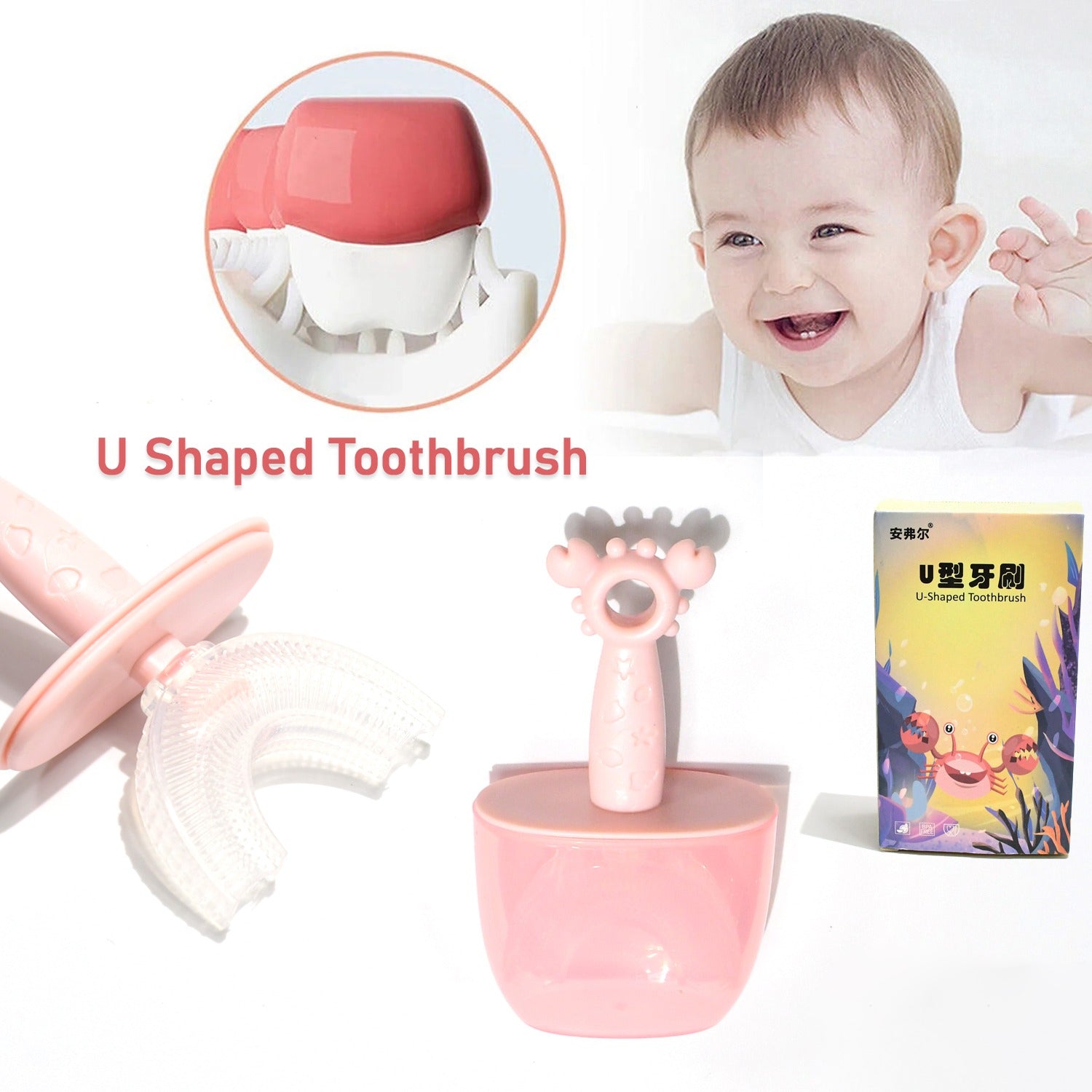 13033 Kids U Shaped Toothbrush Children Baby Silicone Kids Toothbrush U Shaped Silicone Brush Head for 360 Degree Cleaning Suitable For 2-6 Years (1 Pc) 13033 Kids U Shaped Toothbrush Children Baby Silicone Kids Toothbrush U Shaped Silicone Brush Head for 360 Degree Cleaning Suitable For 2-6 Years (1 Pc)